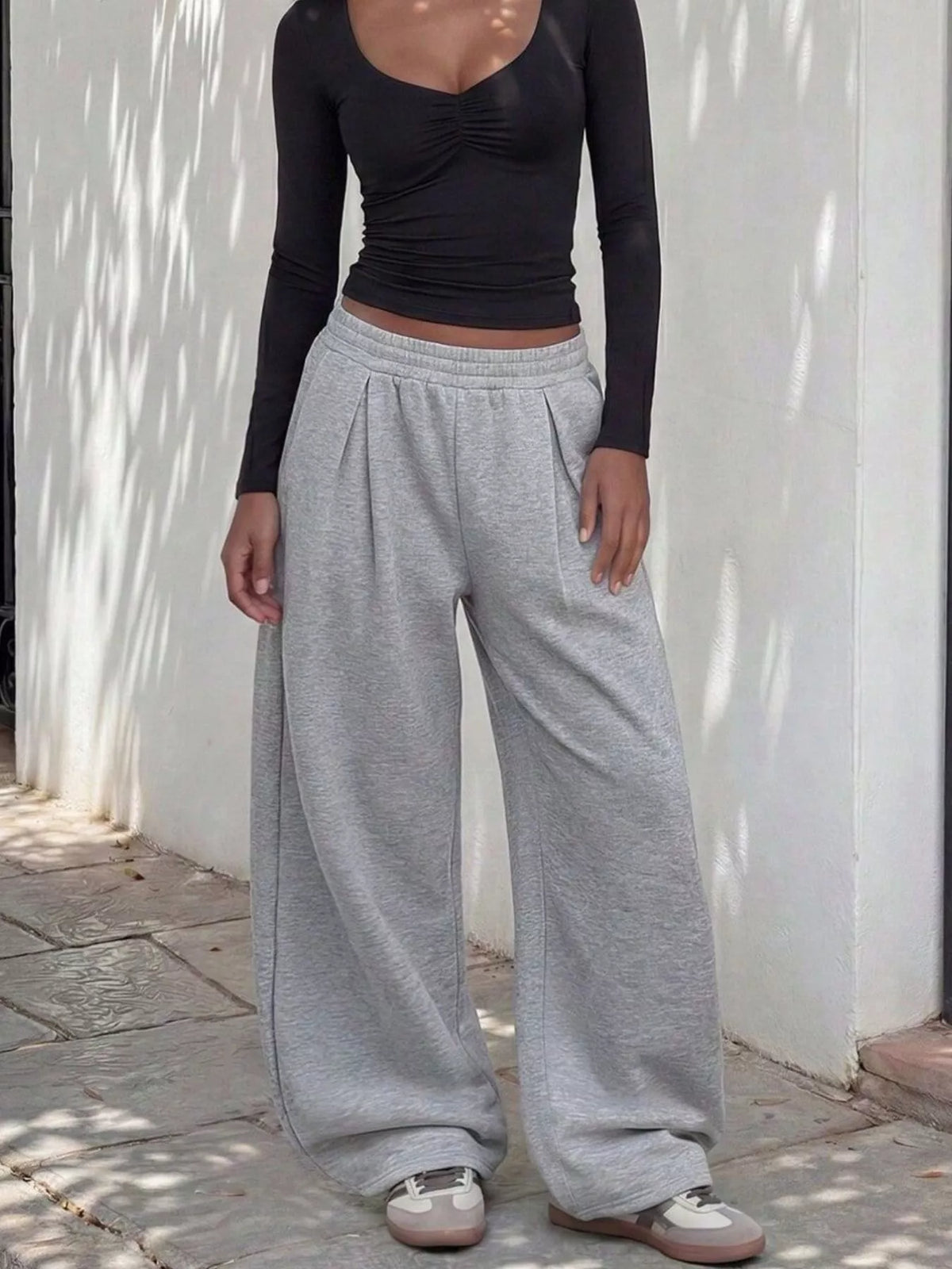 AURBYO women's Pleated Wide-Leg Sweatpants