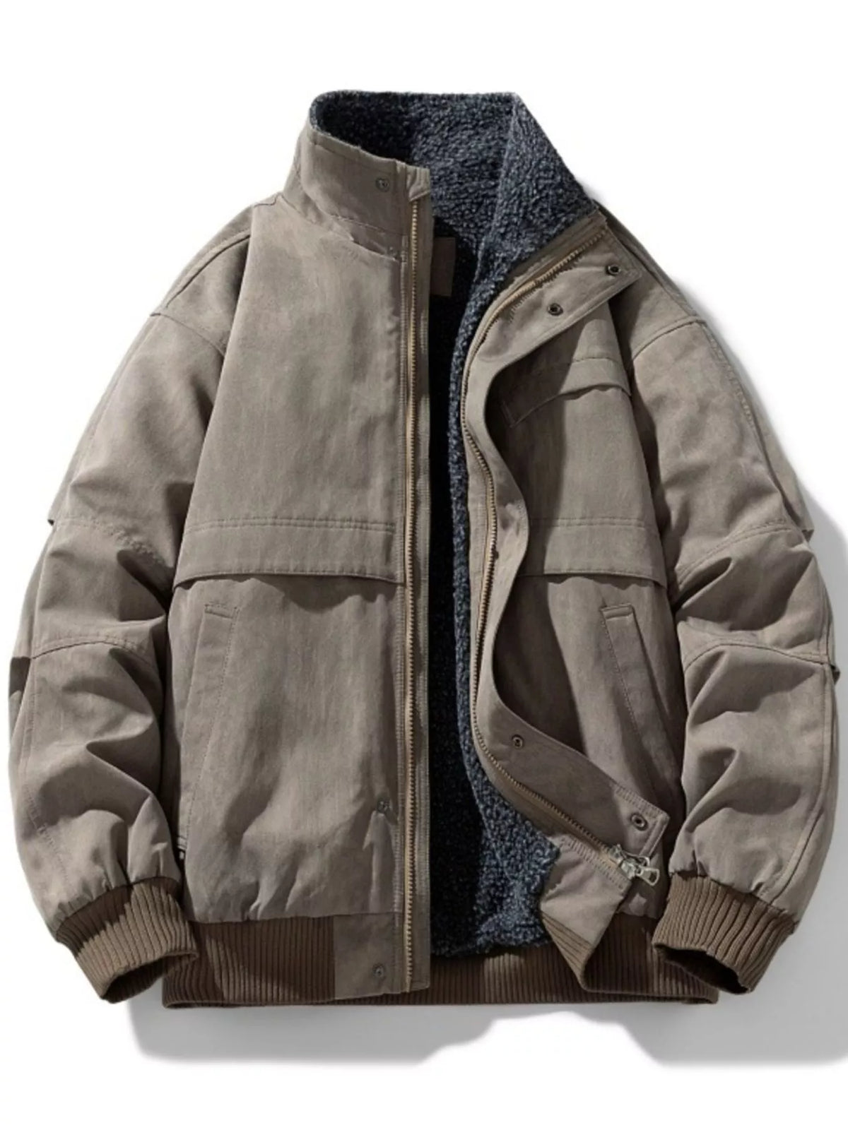 AURBYO men's Sherpa-Lined Bomber in Khaki
