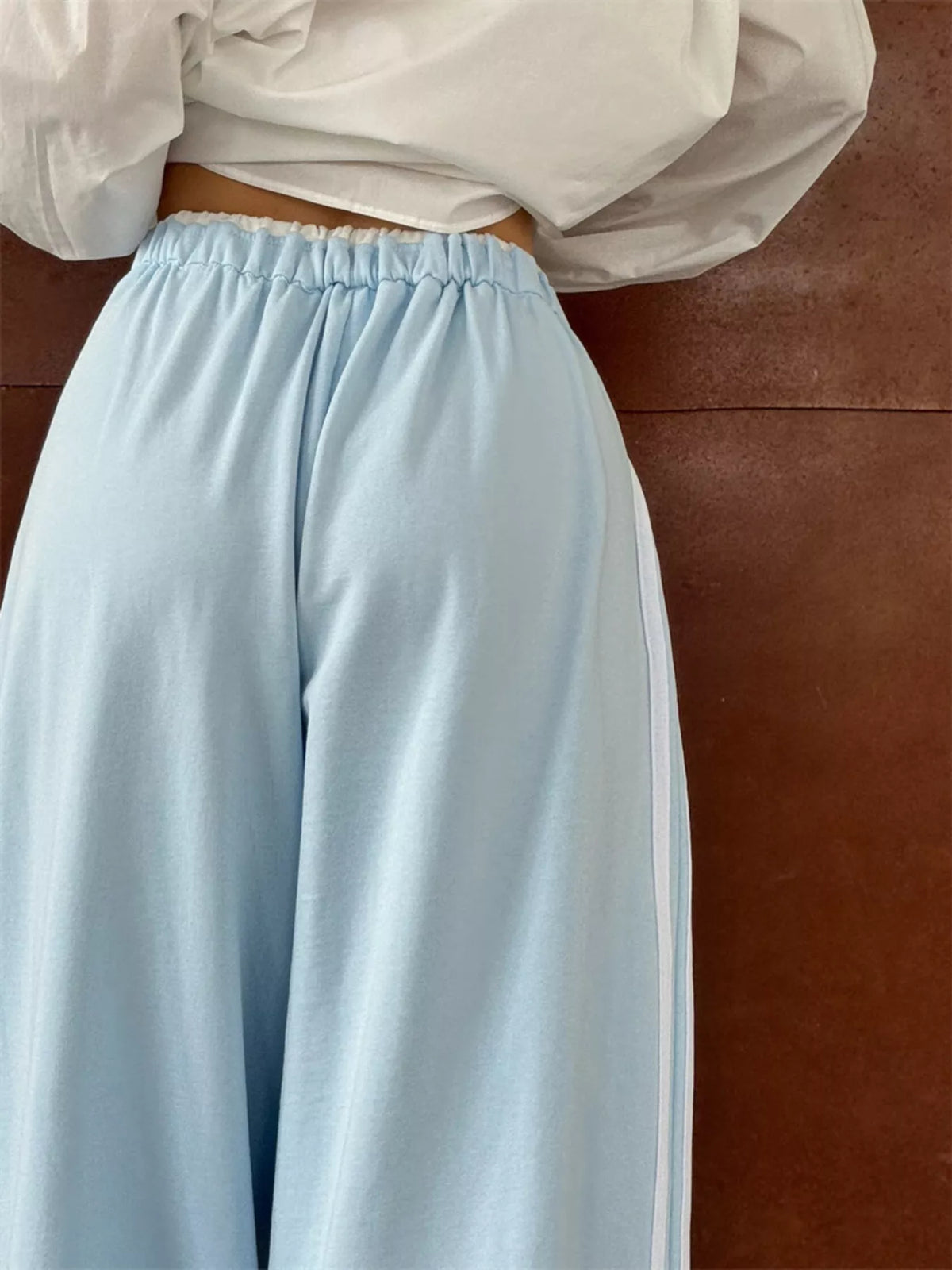 AURBYO women's Side-Stripe Wide-Leg Sweatpants