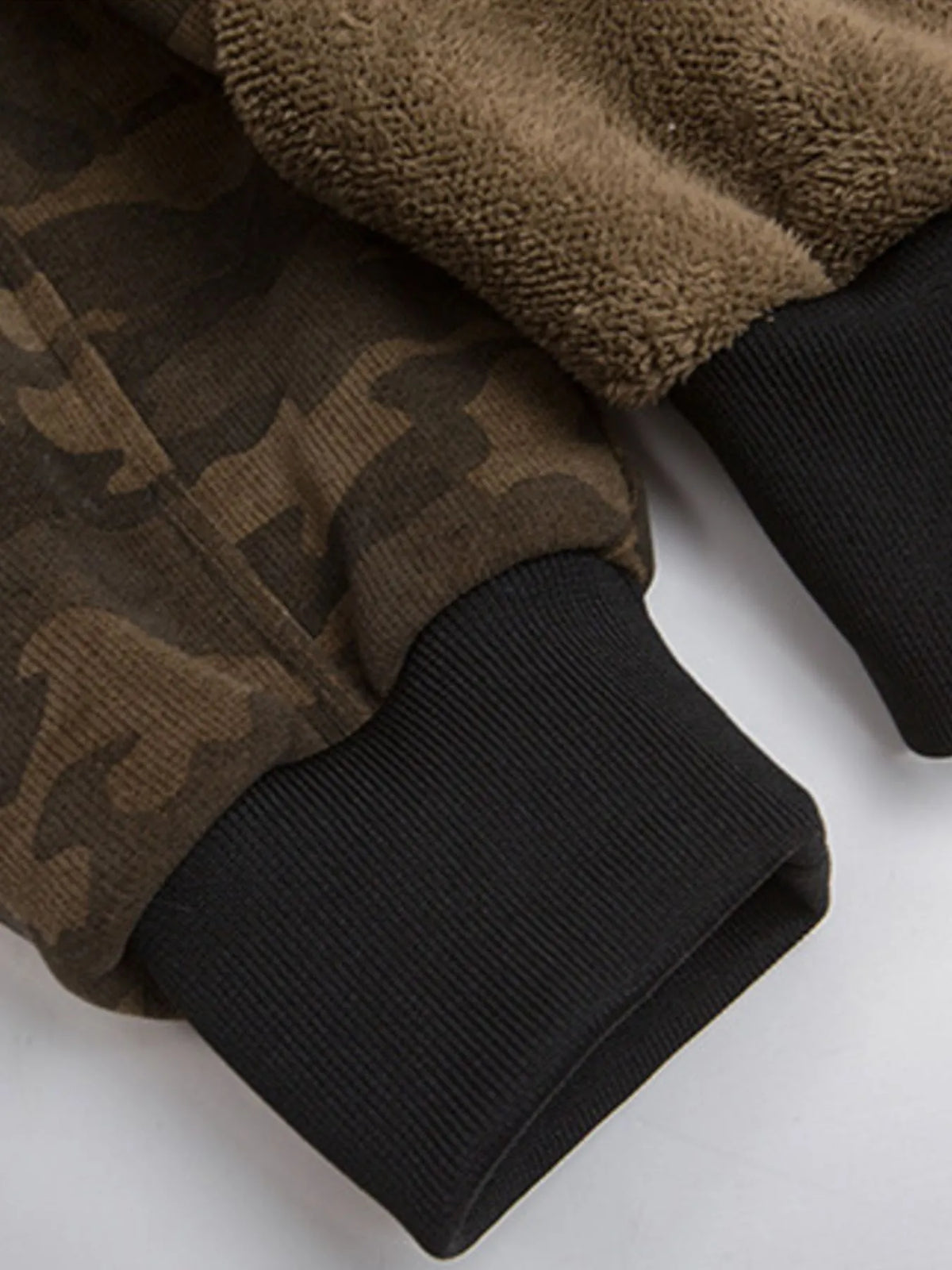 AURBYO men's Camo Faux-Fur Hood Jacket