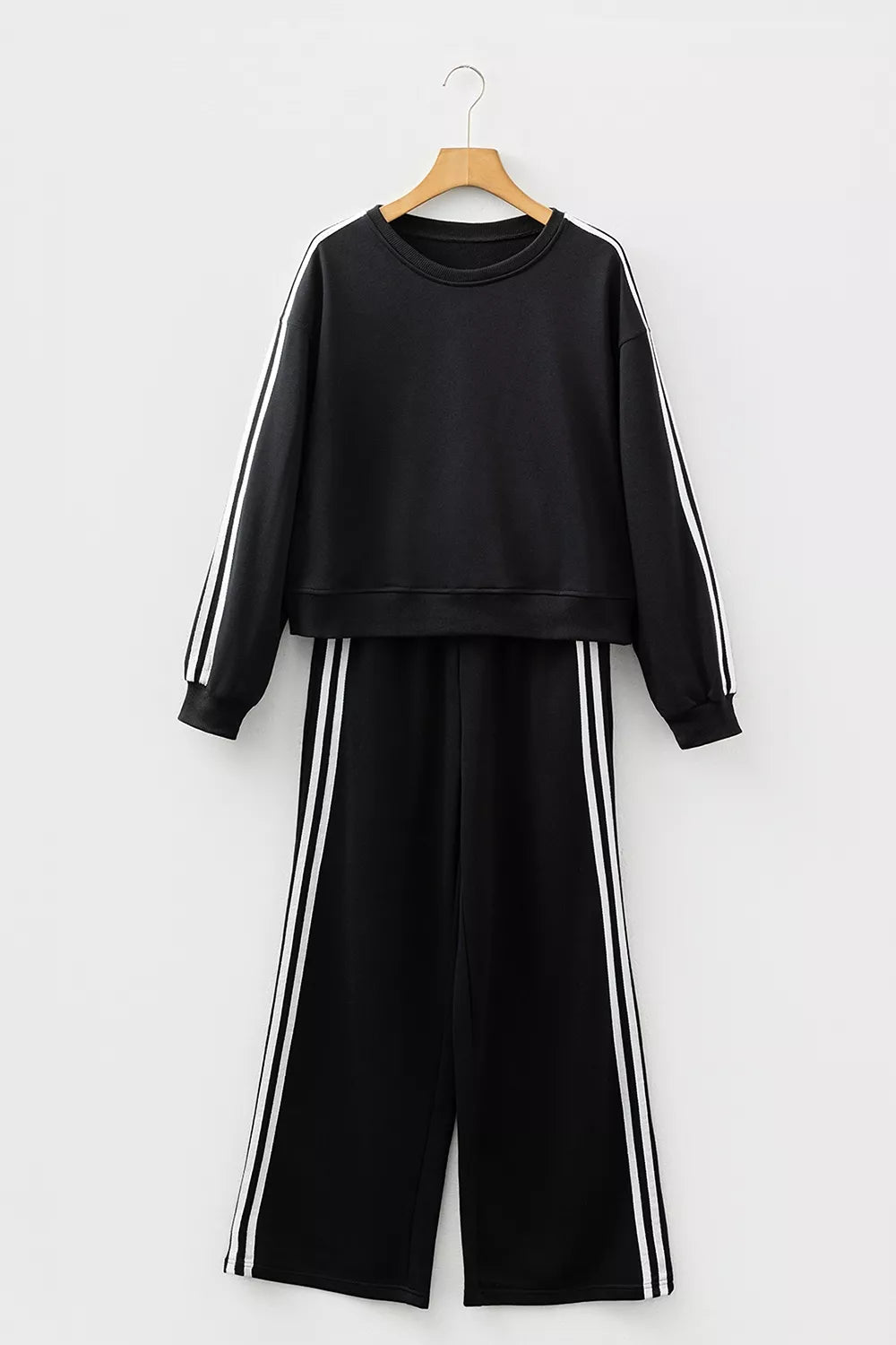 AURBYO women's Side-Stripe Sweat Set in Black