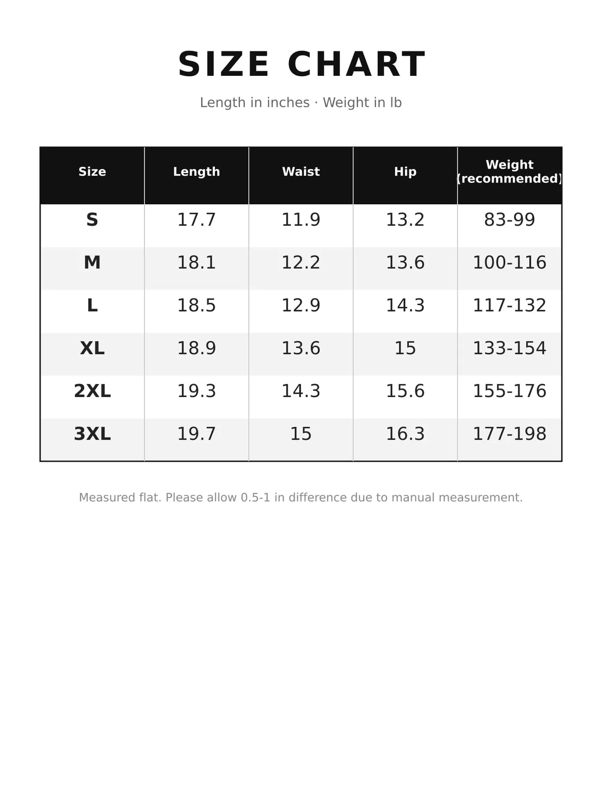 AURBYO women's High-Waist Biker Shorts size chart
