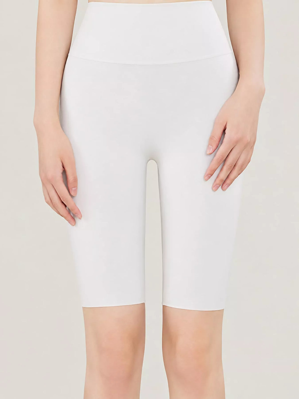 AURBYO women's High-Waist Biker Shorts in Ivory
