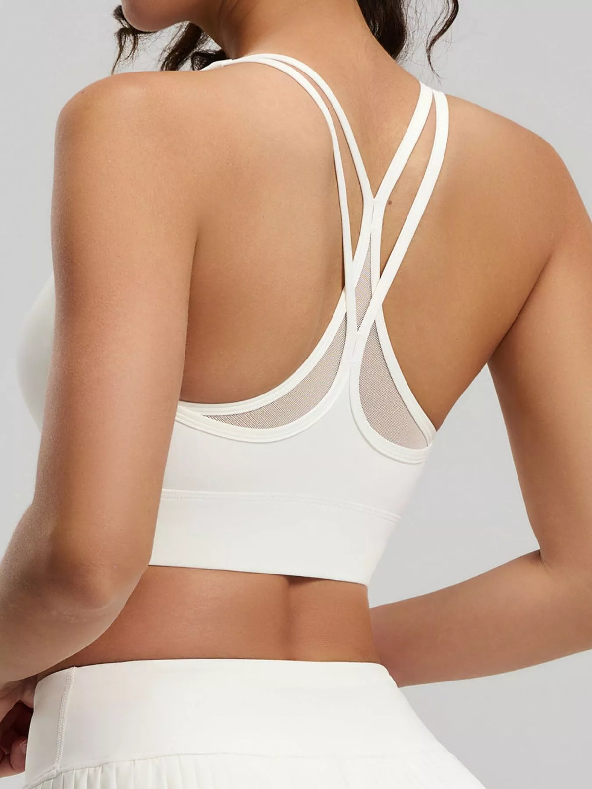 AURBYO women's Cross-Back Sports Bra in White