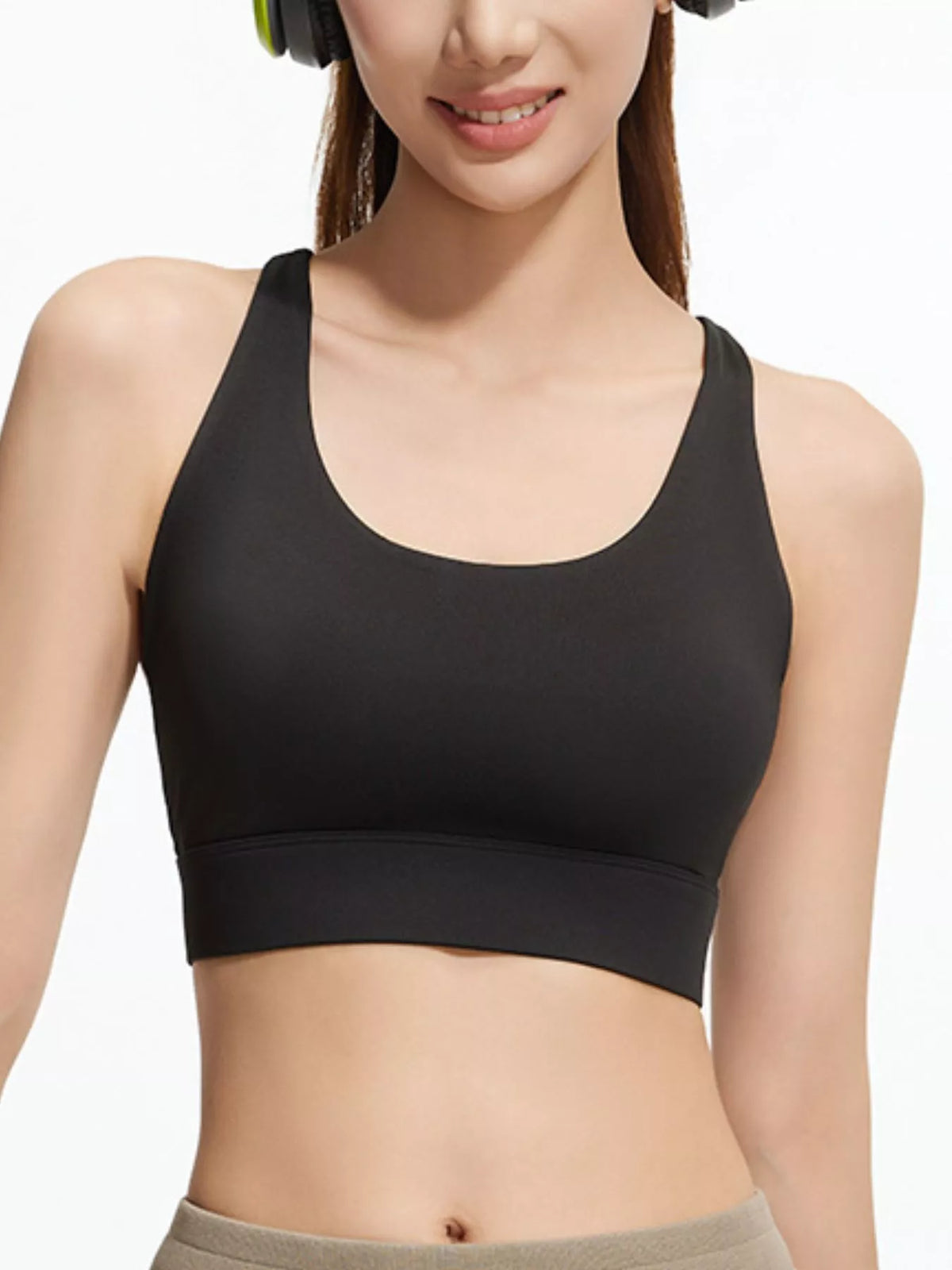 AURBYO women's Cross-Back Sports Bra in Black