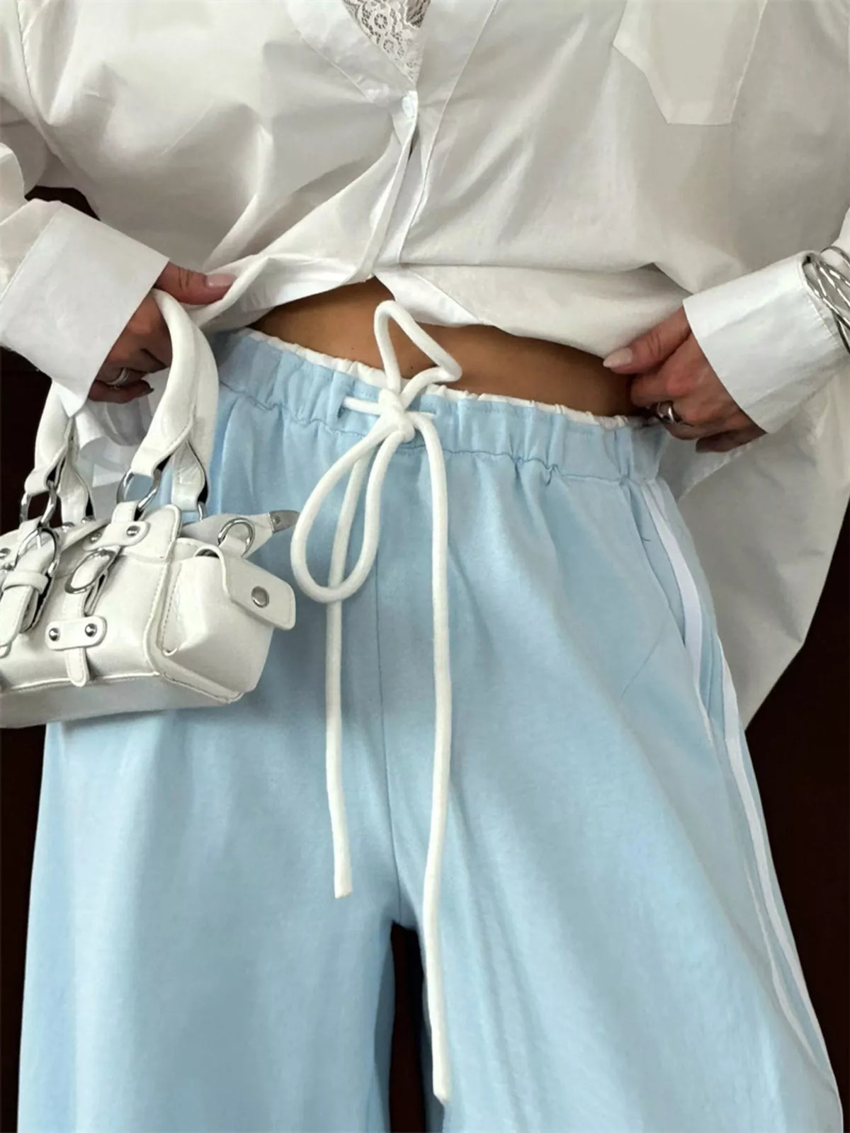 AURBYO women's Side-Stripe Wide-Leg Sweatpants