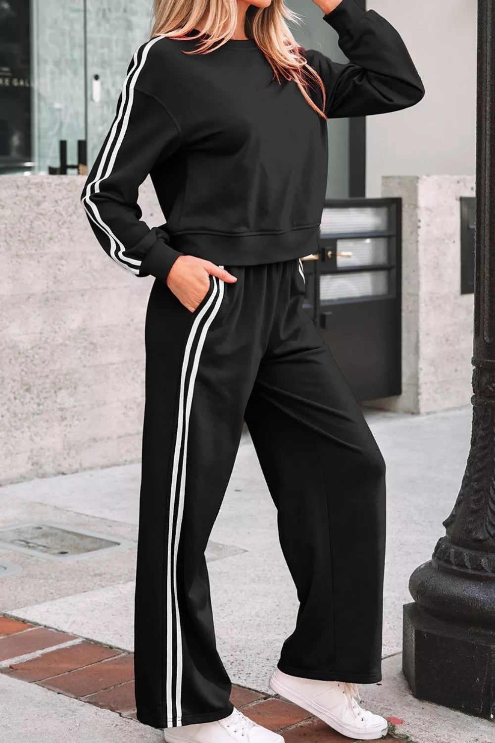 AURBYO women's Side-Stripe Sweat Set