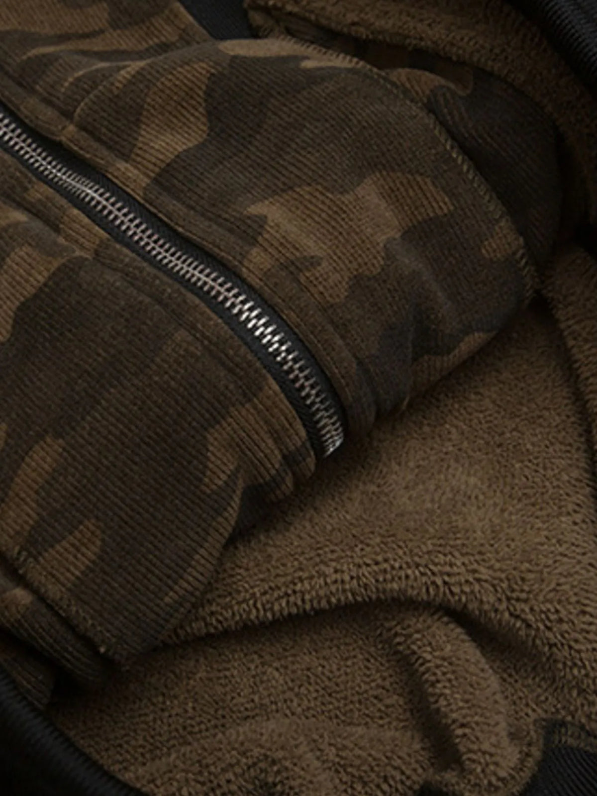 AURBYO men's Camo Faux-Fur Hood Jacket