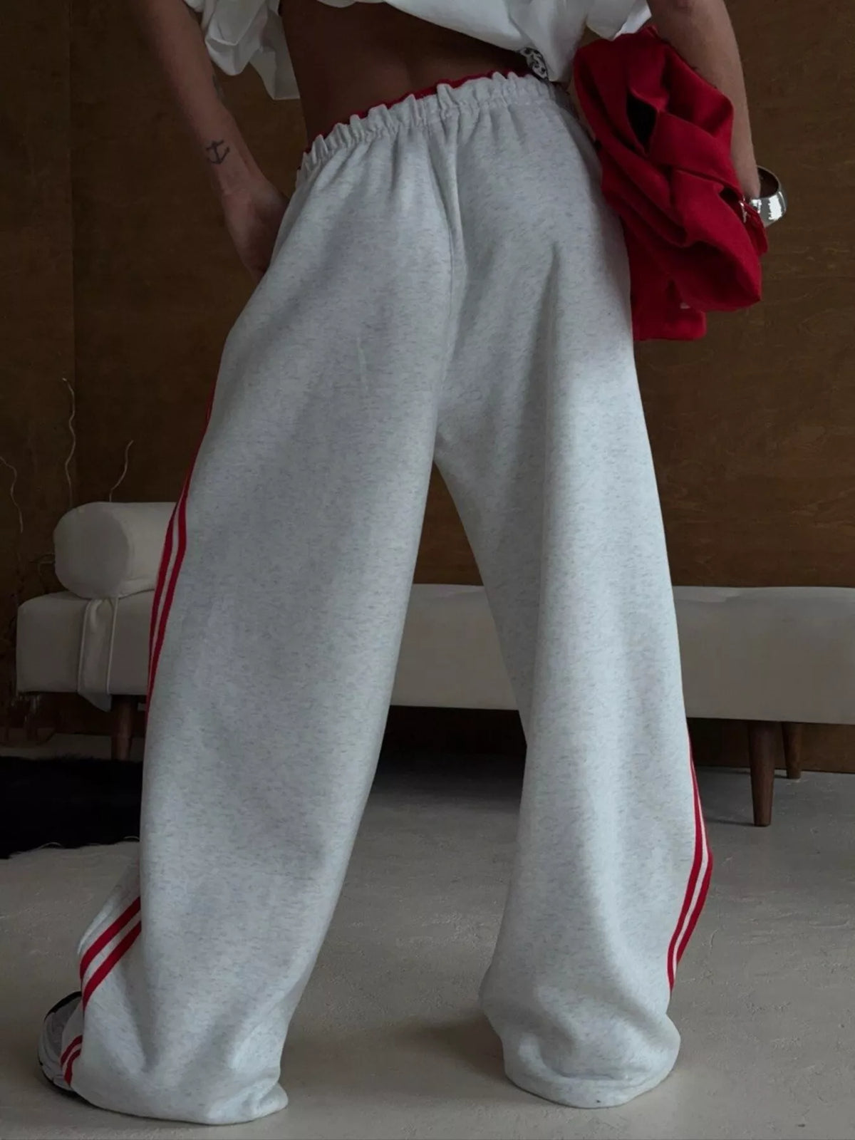 AURBYO women's Side-Stripe Wide-Leg Sweatpants