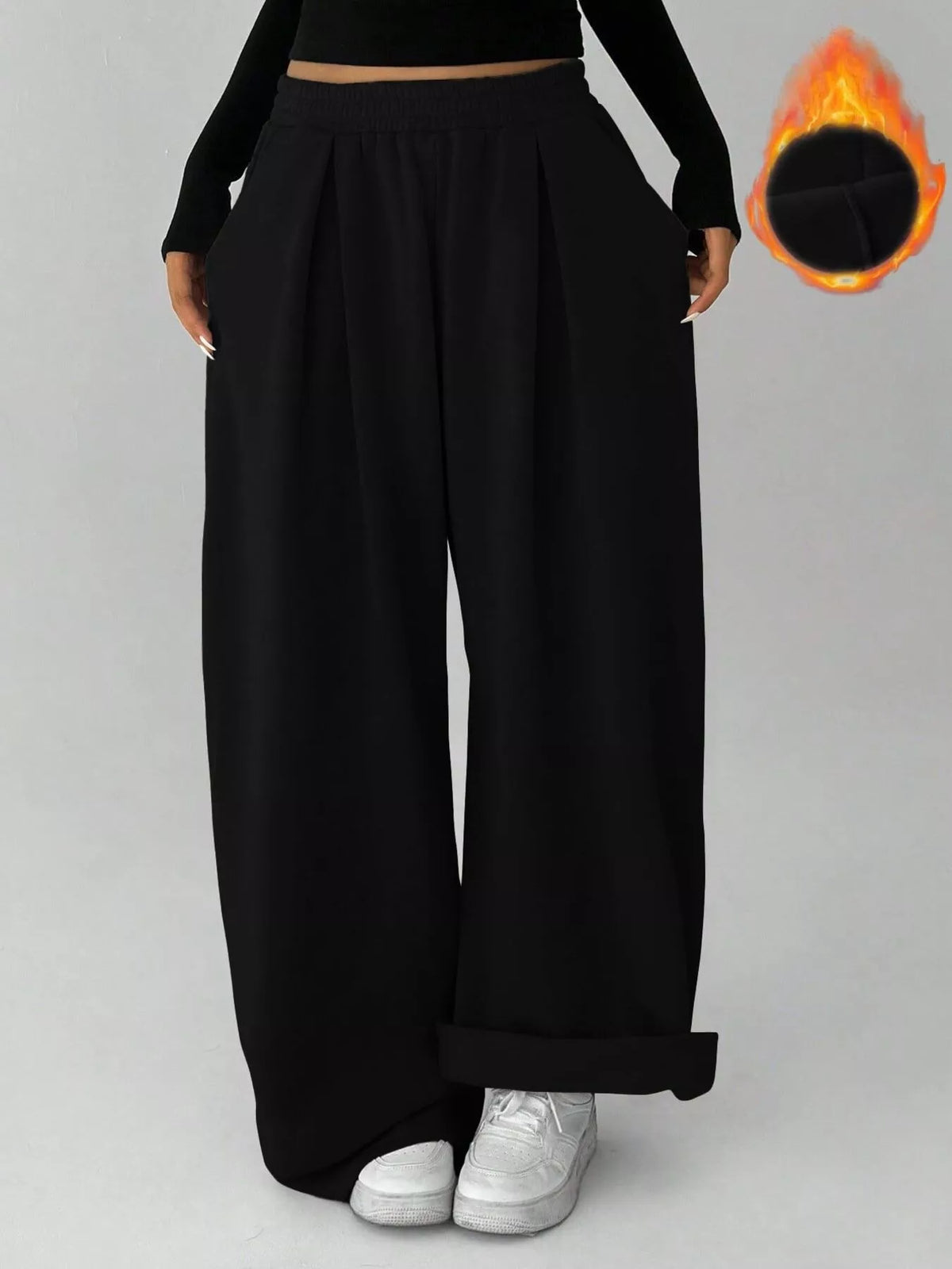 AURBYO women's Pleated Wide-Leg Sweatpants