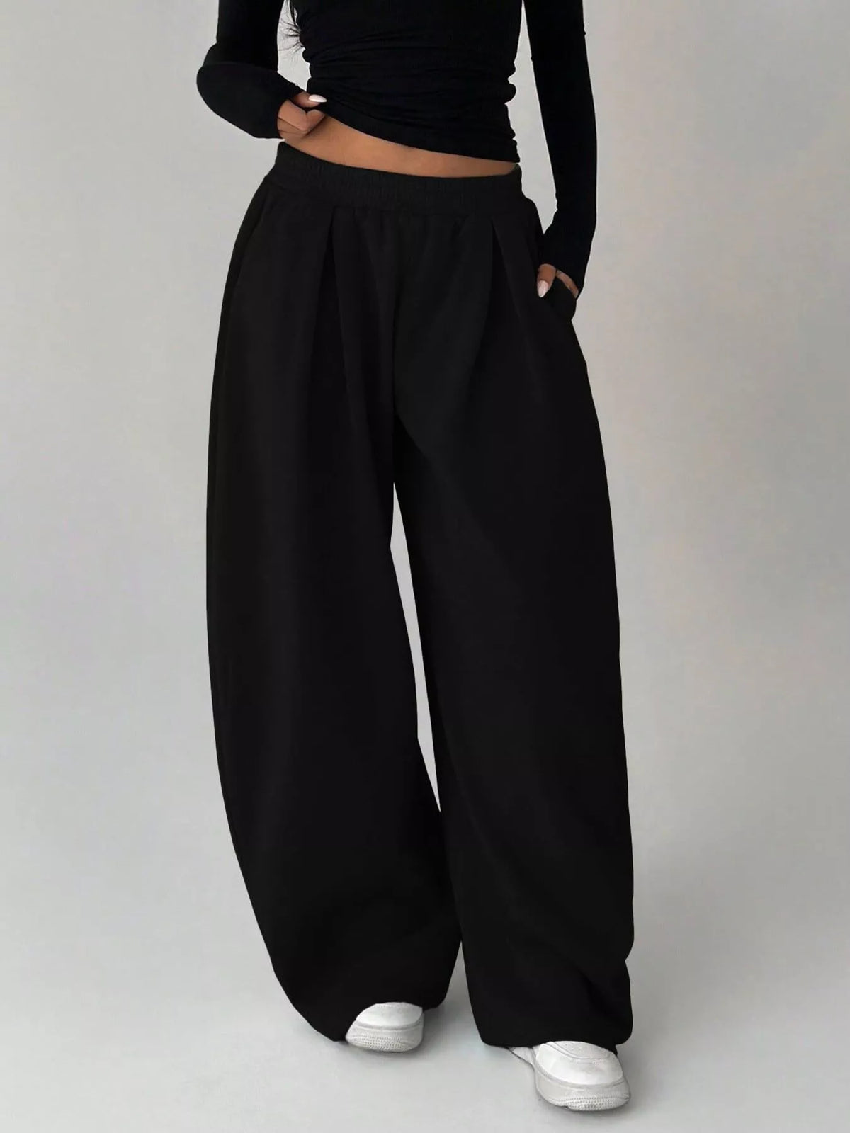 AURBYO women's Pleated Wide-Leg Sweatpants