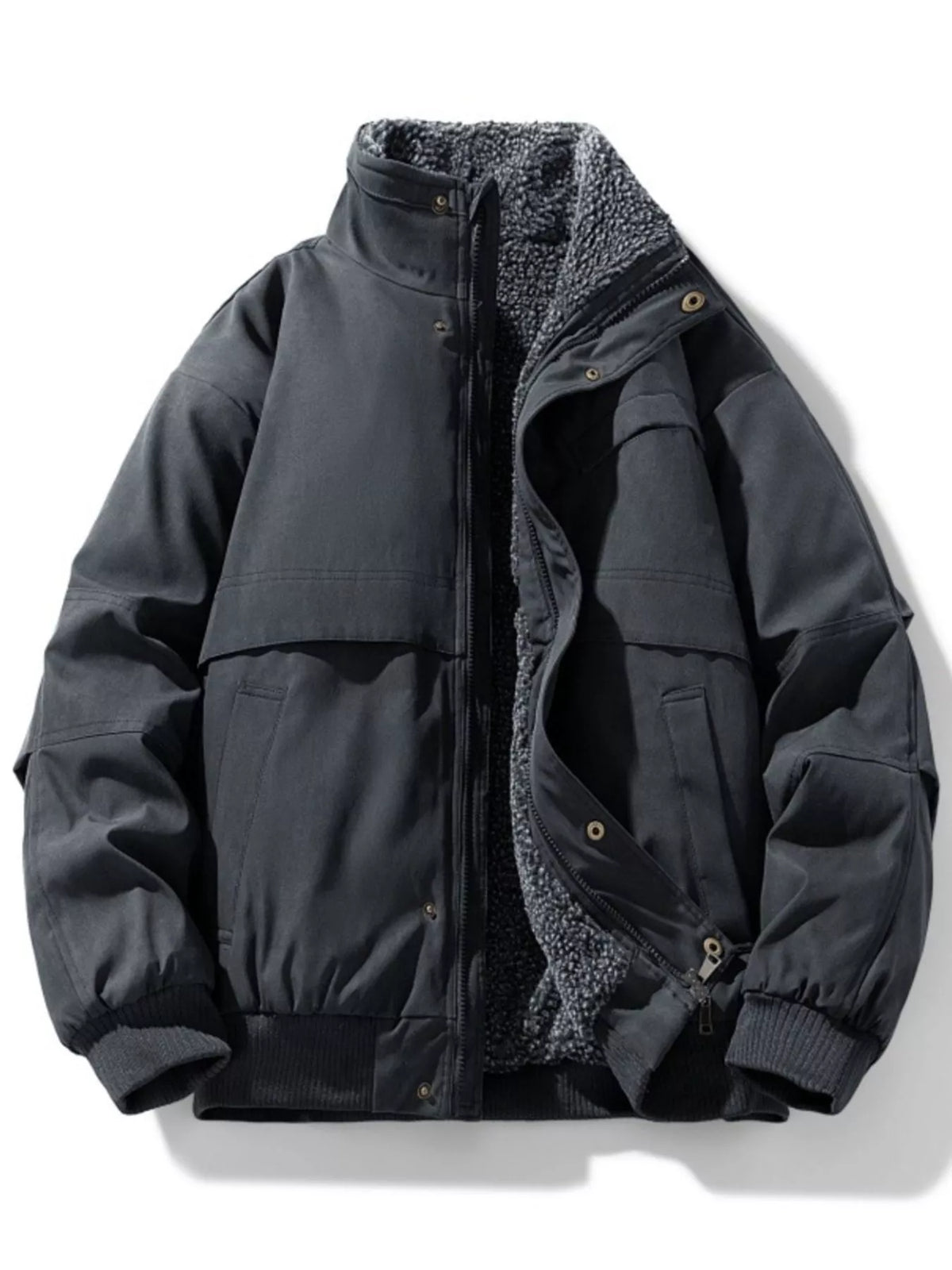 AURBYO men's Sherpa-Lined Bomber in Black