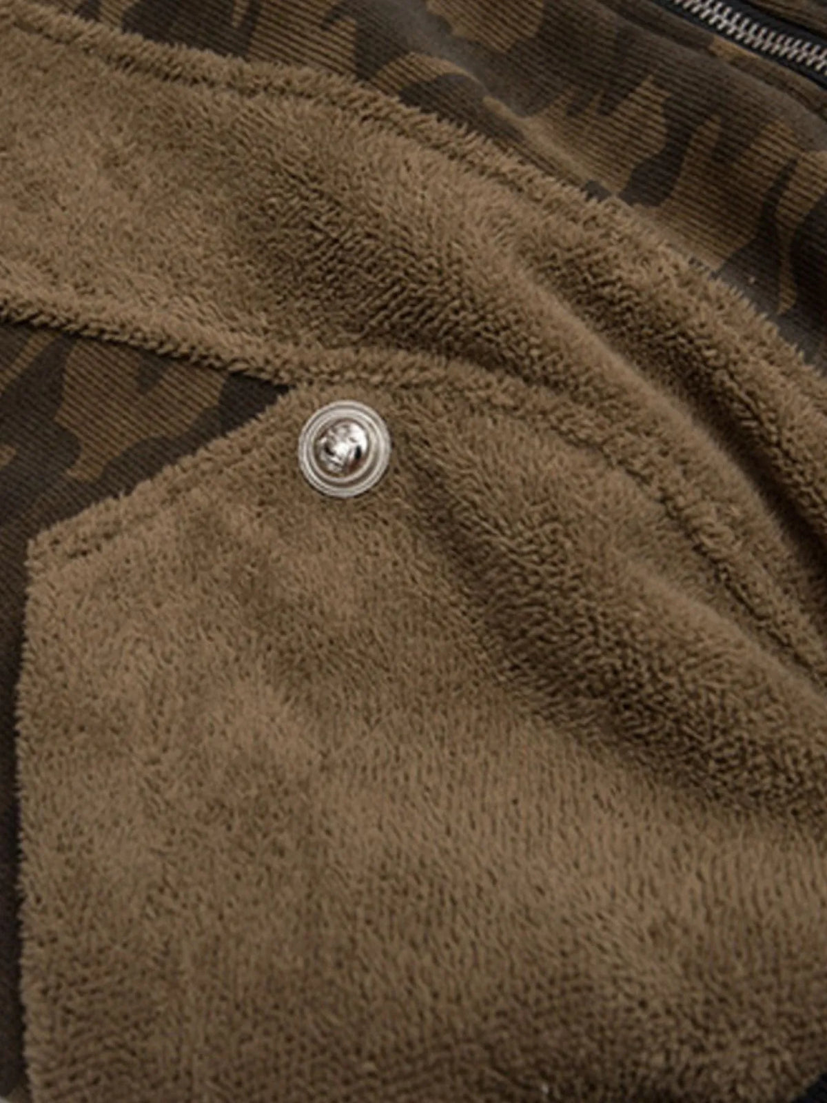 AURBYO men's Camo Faux-Fur Hood Jacket