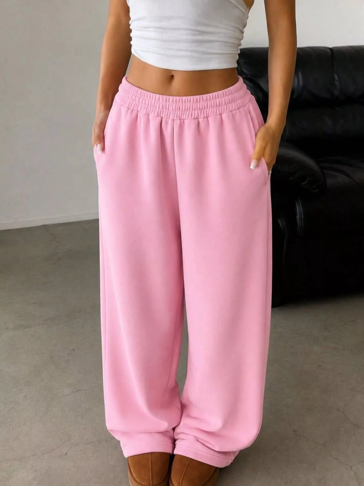 AURBYO women's Everyday Wide-Leg Sweatpants in Black