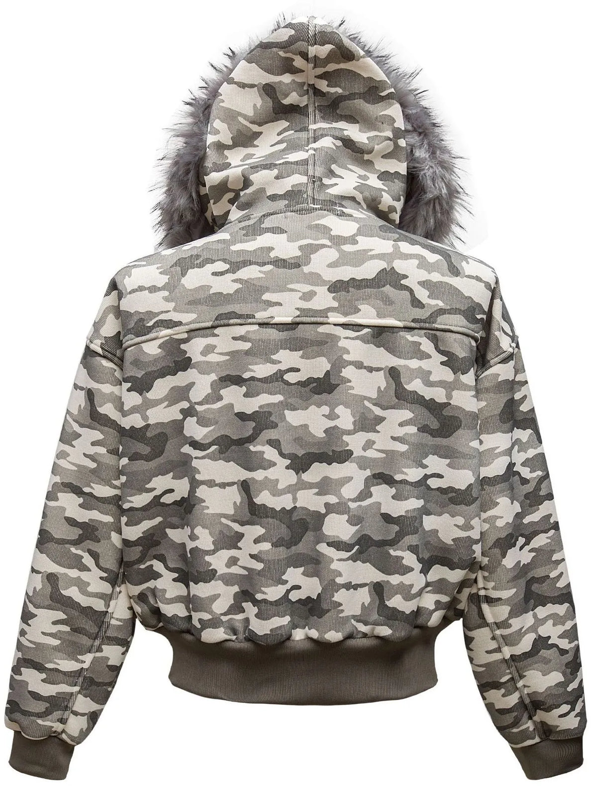 AURBYO men's Camo Faux-Fur Hood Jacket