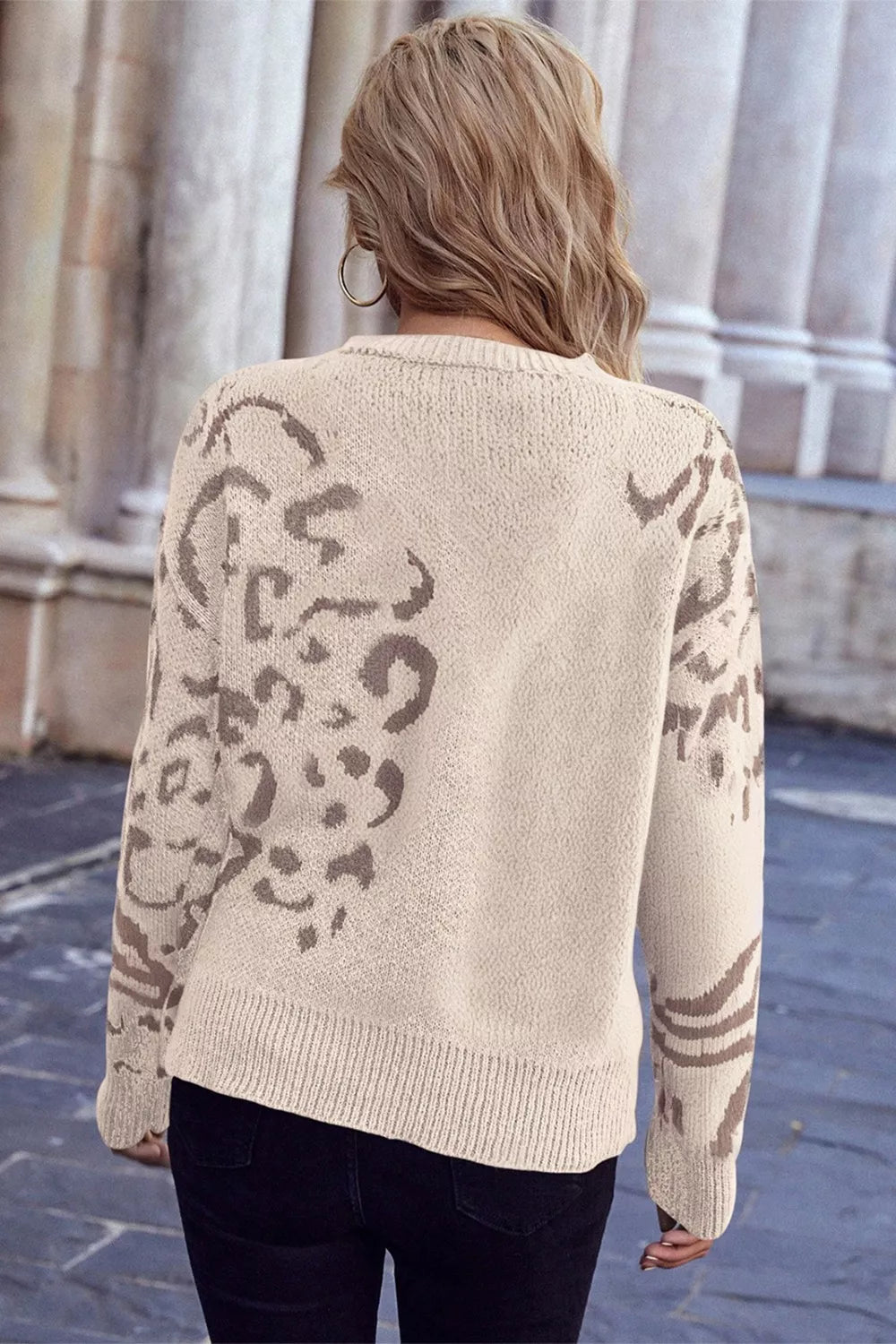 AURBYO women's Leopard Knit Sweater