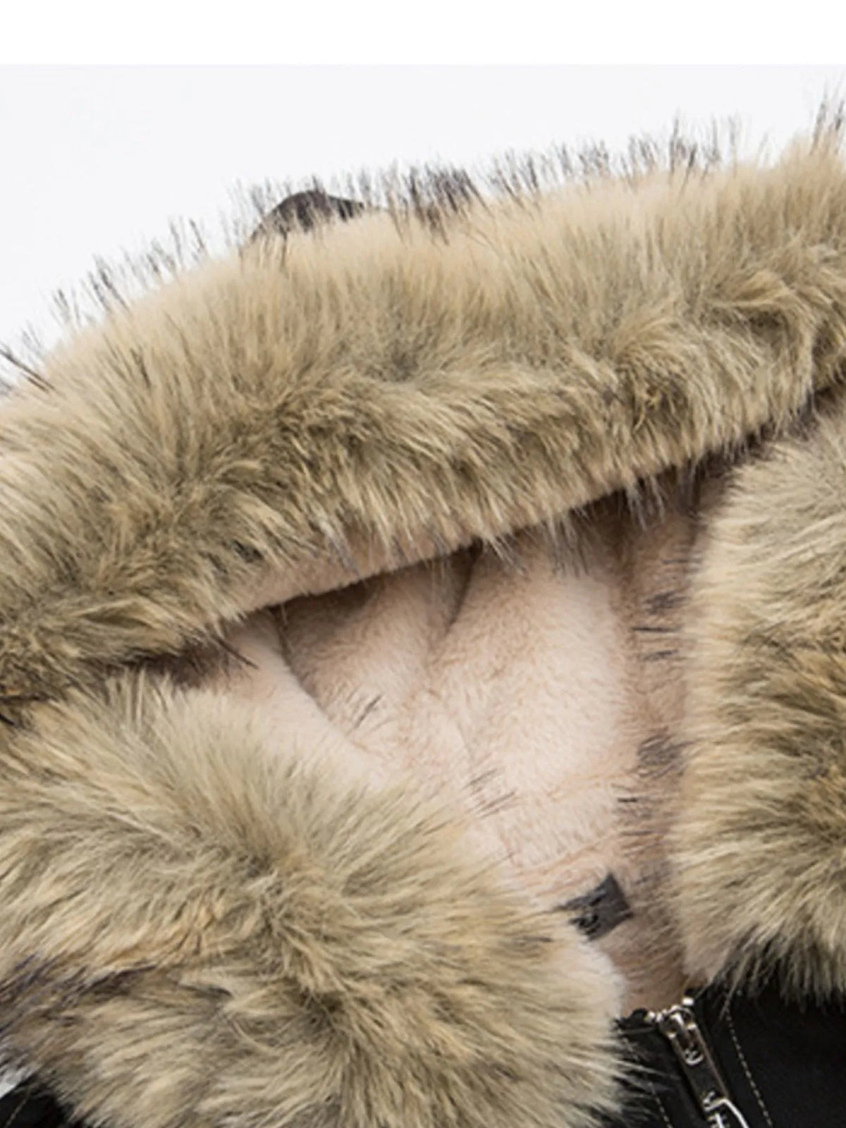 AURBYO men's Faux-Fur Hood Bomber