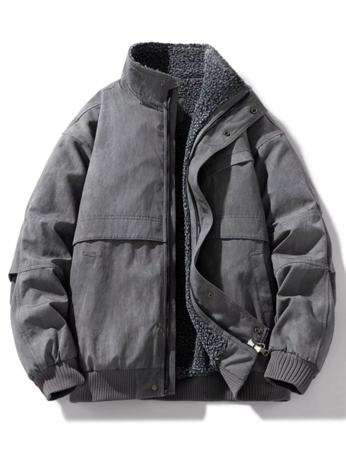 AURBYO men's Sherpa-Lined Bomber in Gray
