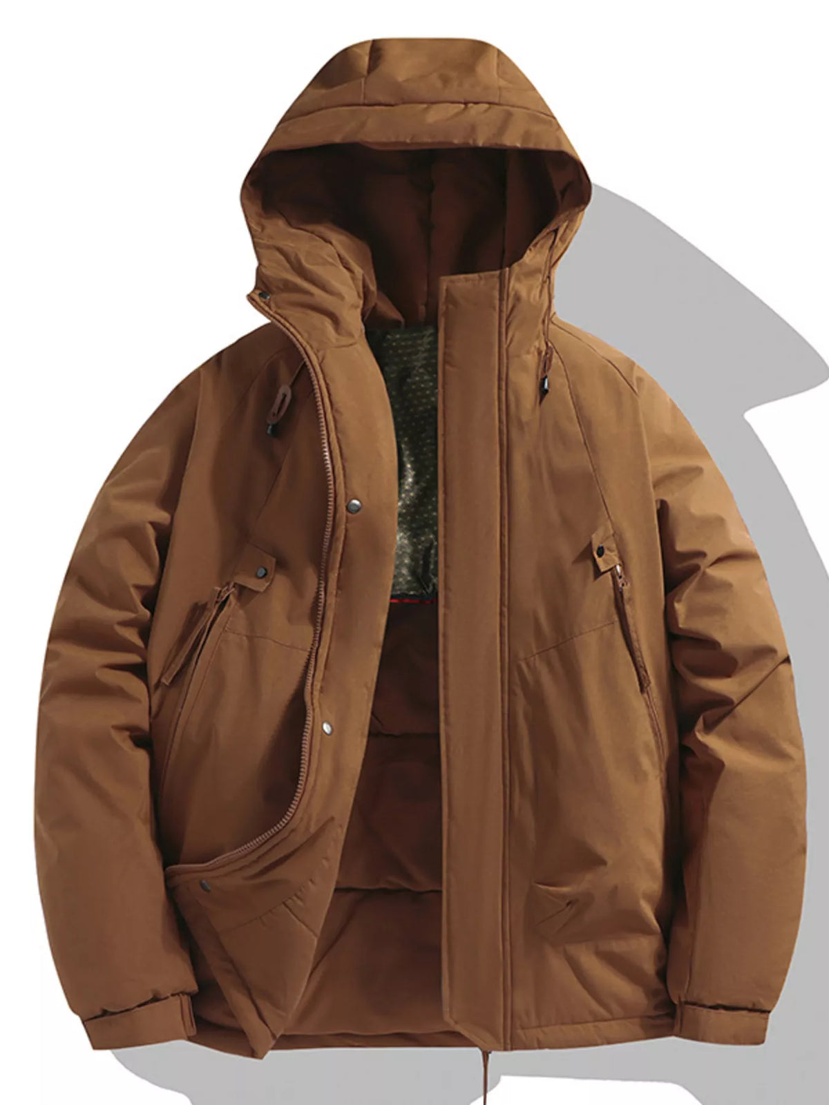 AURBYO men's Hooded Padded Coat in Caramel