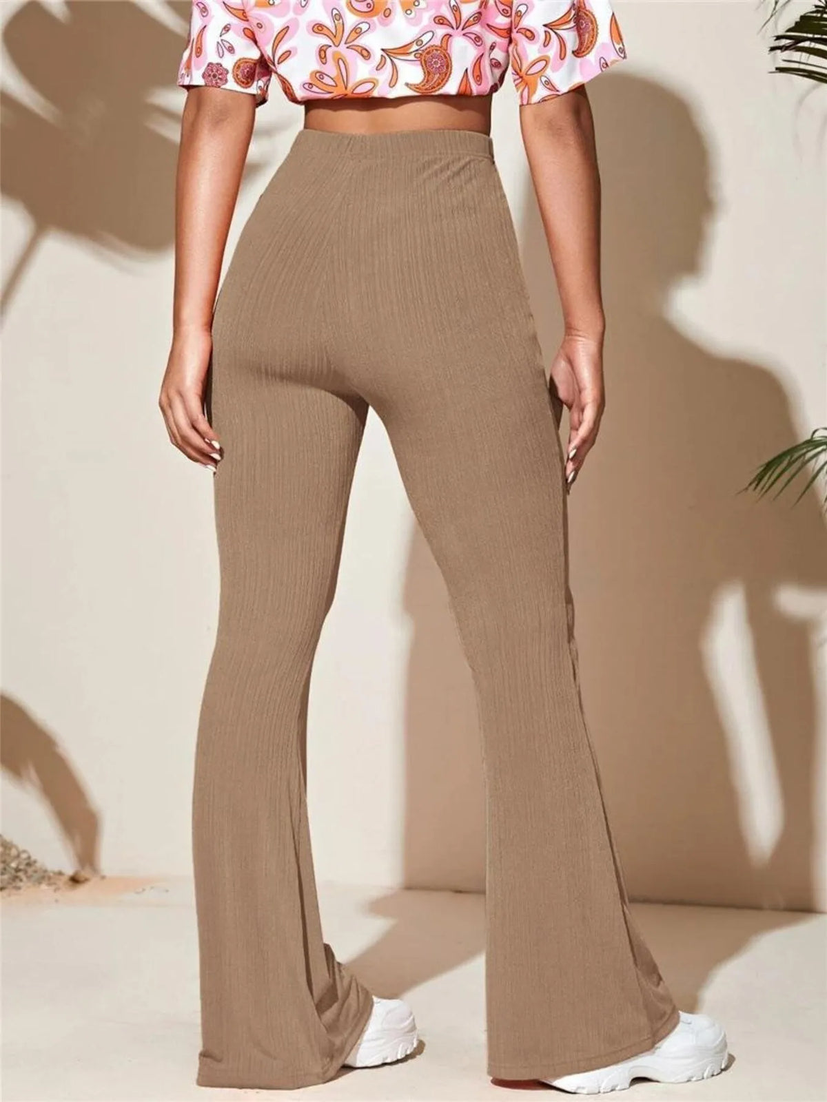 AURBYO women's Ribbed Flare Pants