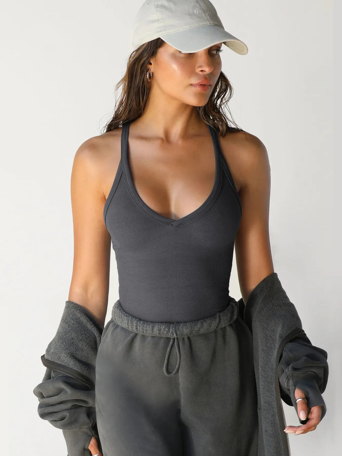 AURBYO women's Ribbed Halter Tank