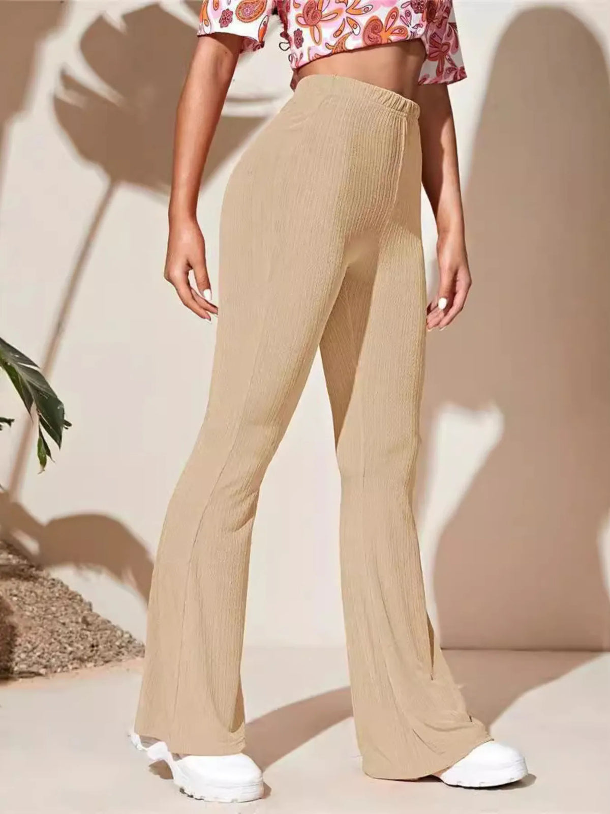 AURBYO women's Ribbed Flare Pants