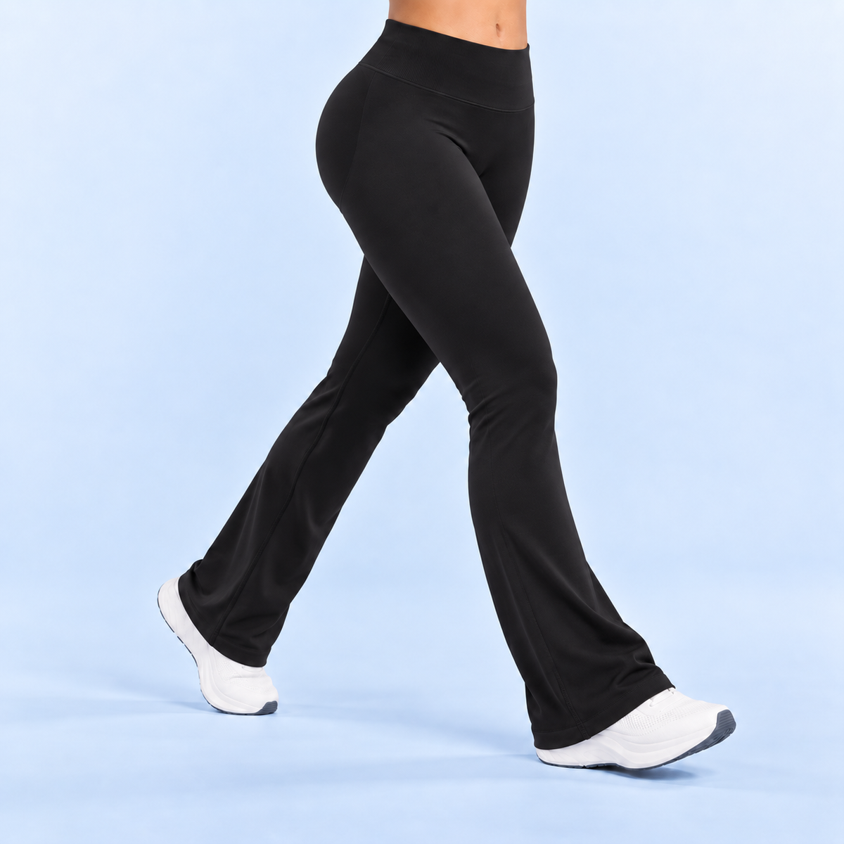 AURBYO women's Sculpt Flare Leggings in Black, side view