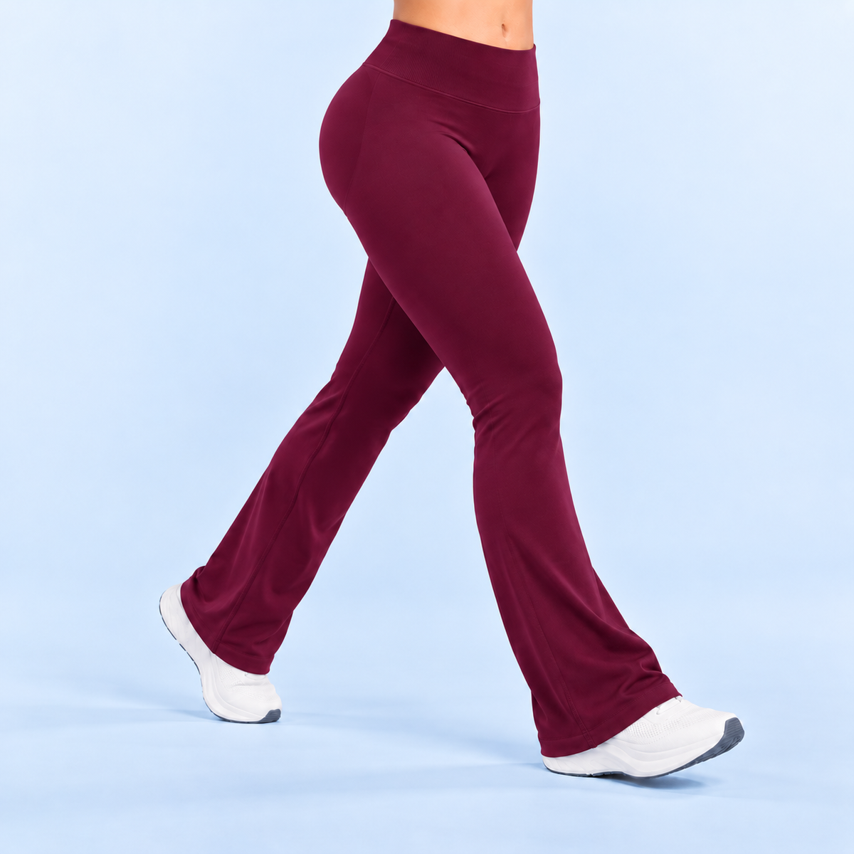 AURBYO women's Sculpt Flare Leggings in Winter Berry, side view