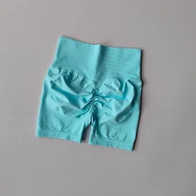 AURBYO women's Seamless Scrunch Shorts in Aqua