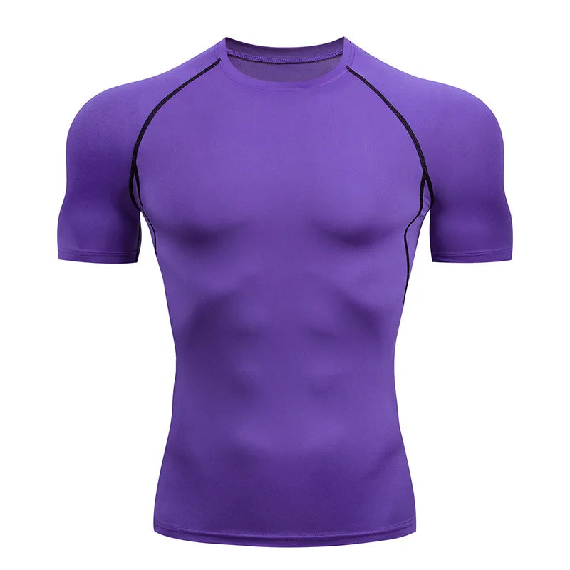 AURBYO men's Compression Training Tee in Purple