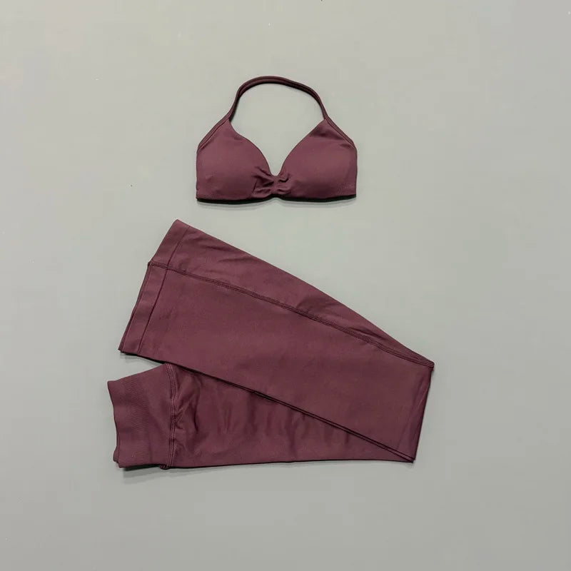 AURBYO women's Seamless Flare Set in Espresso