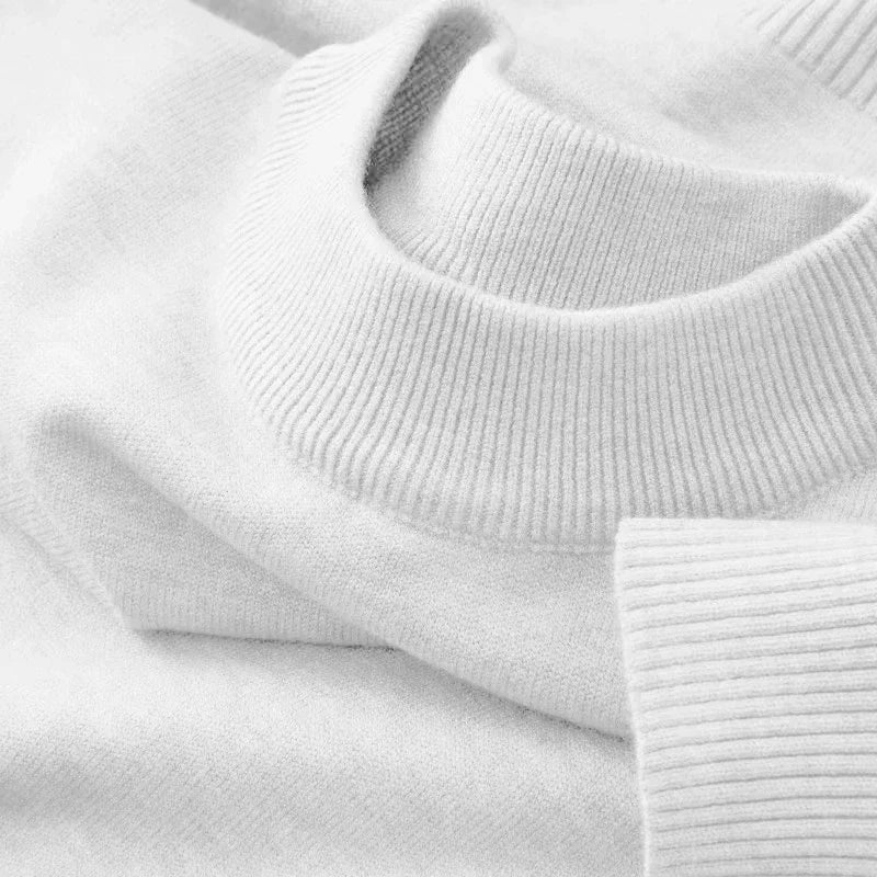 AURBYO men's Mock Neck Sweater in White