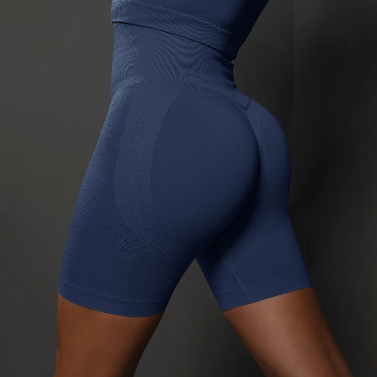 AURBYO women's Seamless Mid-Thigh Shorts in Dark Blue