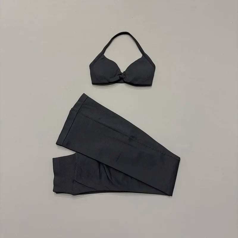 AURBYO women's Seamless Flare Set in Black