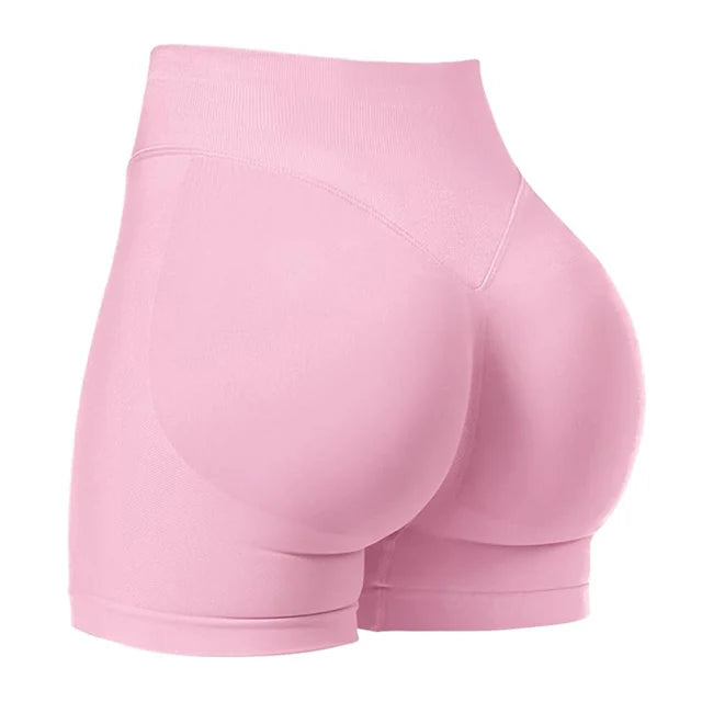 AURBYO women's Seamless V-Back Shorts in Pink