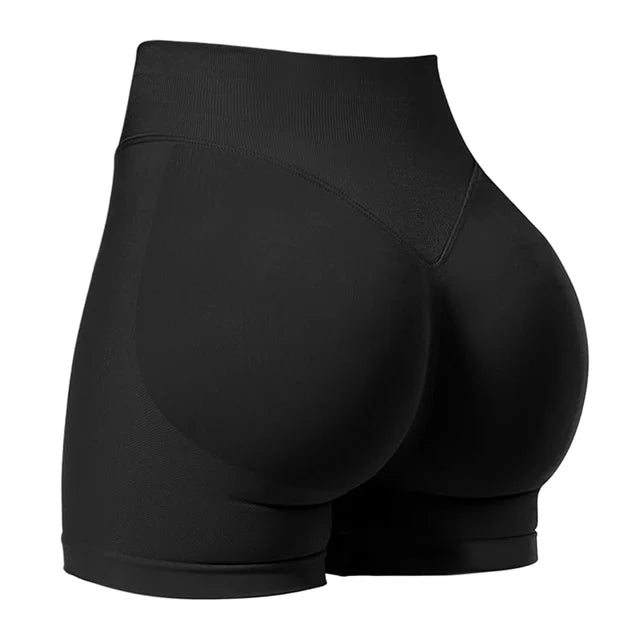 AURBYO women's Seamless V-Back Shorts in Black
