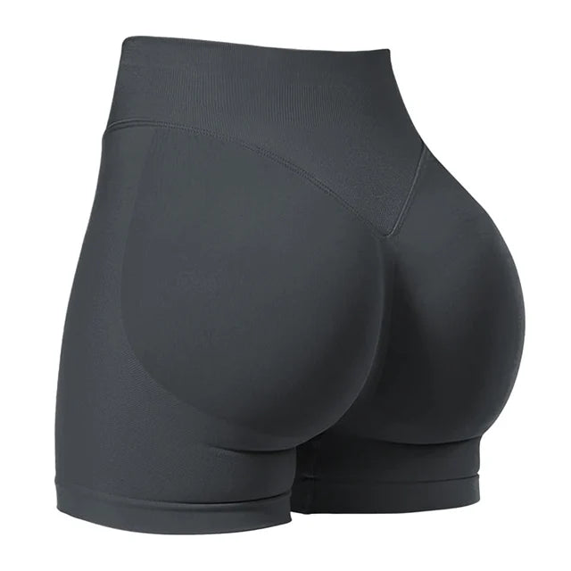 AURBYO women's Seamless V-Back Shorts in Dark Grey