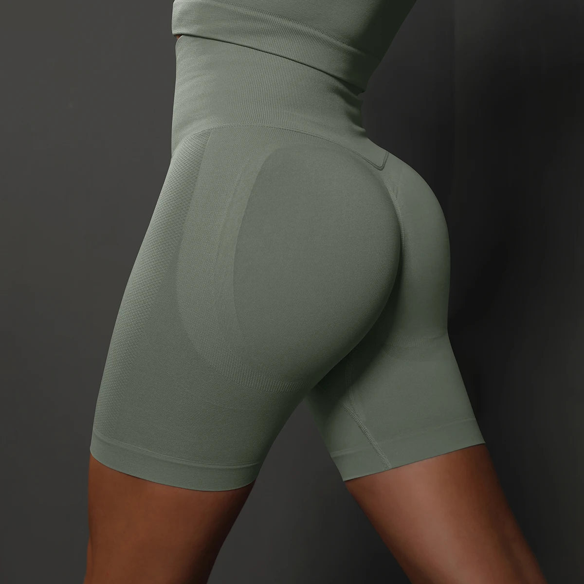 AURBYO women's Seamless Mid-Thigh Shorts in Gray