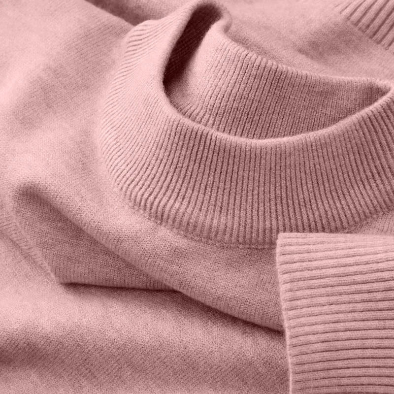 AURBYO men's Mock Neck Sweater in Pink