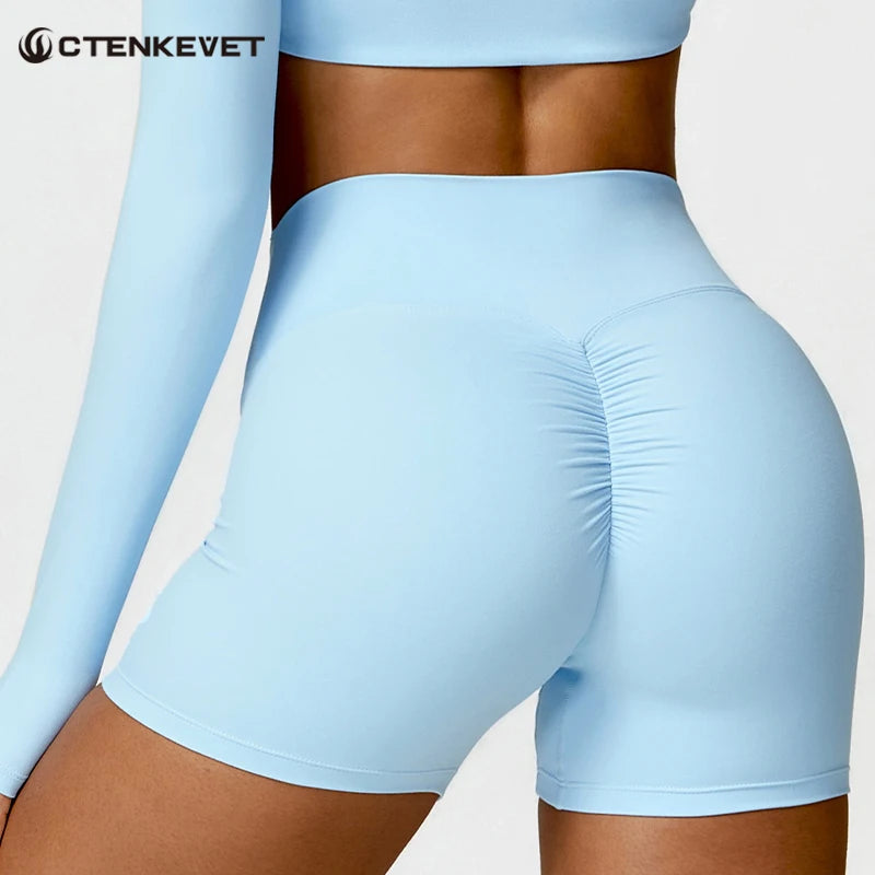 AURBYO women's Curved-Waist Training Shorts