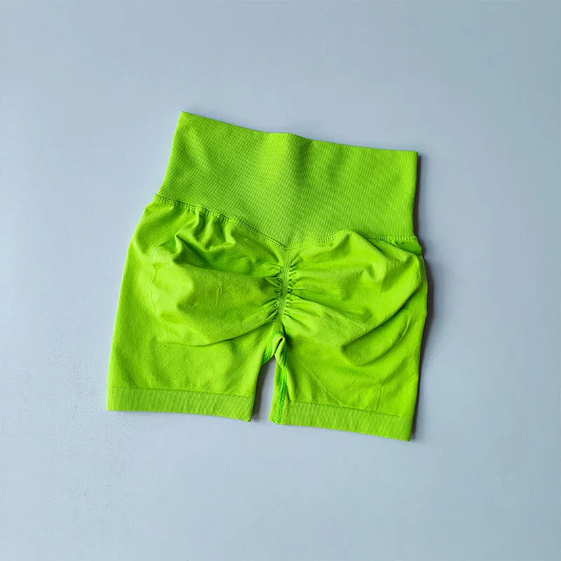 AURBYO women's Seamless Scrunch Shorts in Neon Green