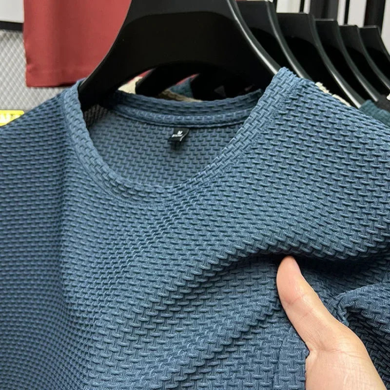 AURBYO men's Ice Silk Tee in Blue