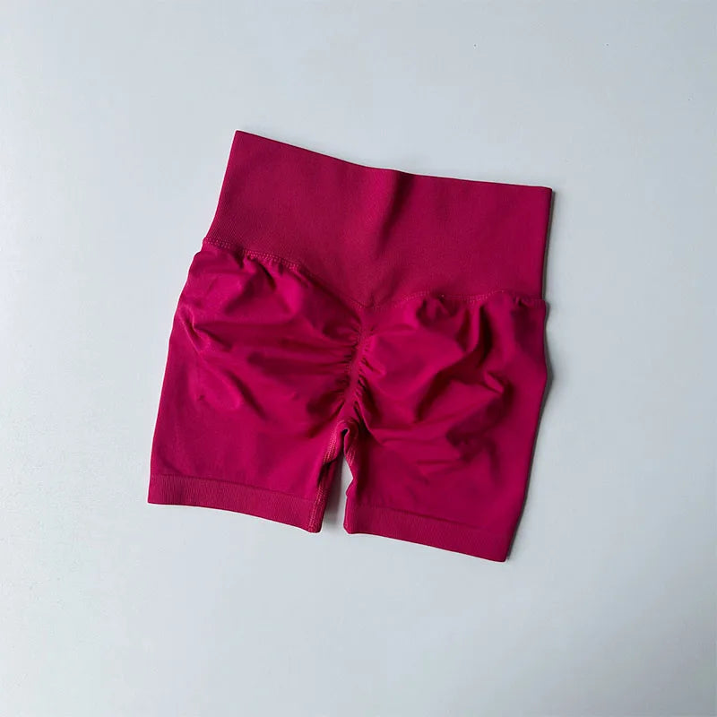 AURBYO women's Seamless Scrunch Shorts in Raspberry