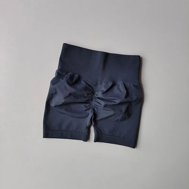 AURBYO women's Seamless Scrunch Shorts in Slate Blue