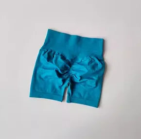 AURBYO women's Seamless Scrunch Shorts in Turquoise
