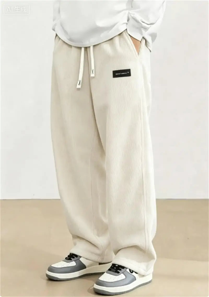 AURBYO men's Corduroy Pants in Off-White