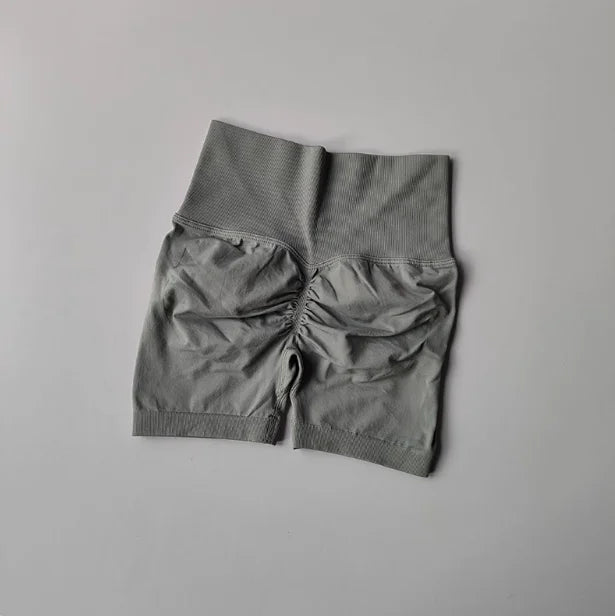 AURBYO women's Seamless Scrunch Shorts in Light Grey