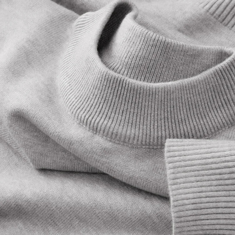 AURBYO men's Mock Neck Sweater in Light Gray