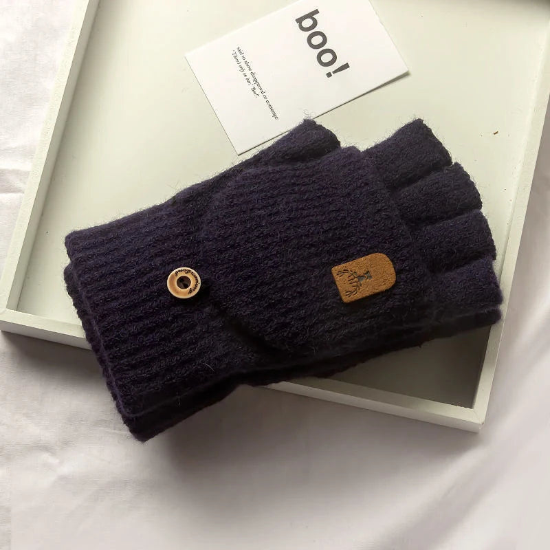 AURBYO Fingerless Gloves in Navy