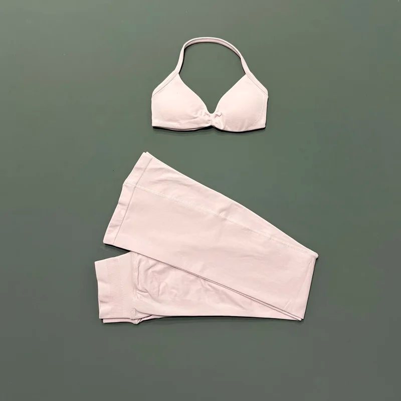 AURBYO women's Seamless Flare Set in Pink
